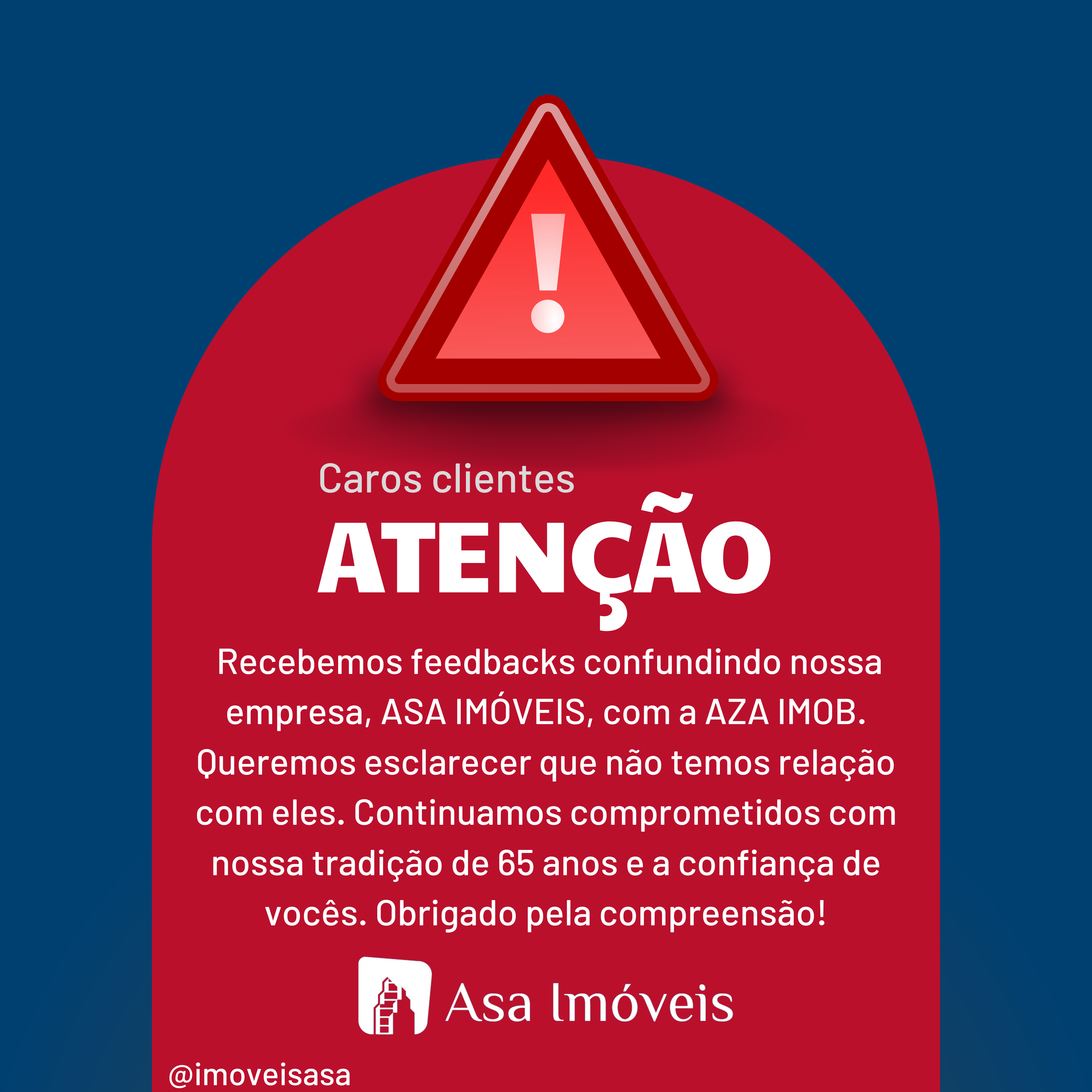 Aviso! queremos esclarecer que nao temos relação com AZA IMOB, continuamos compremetidos com nossa tradição de 65 anos e a confiança de vocês! Aviso! queremos esclarecer que nao temos relação com AZA IMOB, continuamos compremetidos com nossa tradição de 65 anos e a confiança de vocês!
